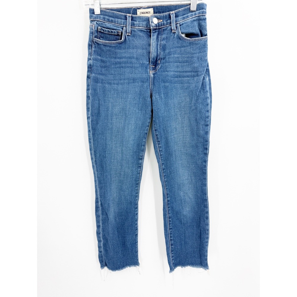 L'AGENCE Sada Cropped Slim-Leg Jean Portland Raw Hem 2520RDMR Size 26
